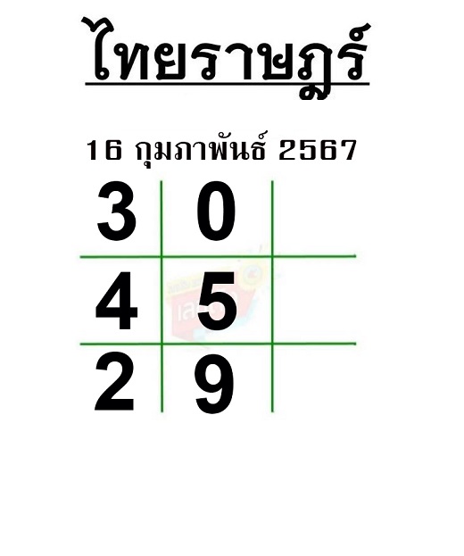 หวยไทยราษฎร์ 16-2-67