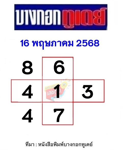 หวยบางกอกทูเดย์ 16-5-68