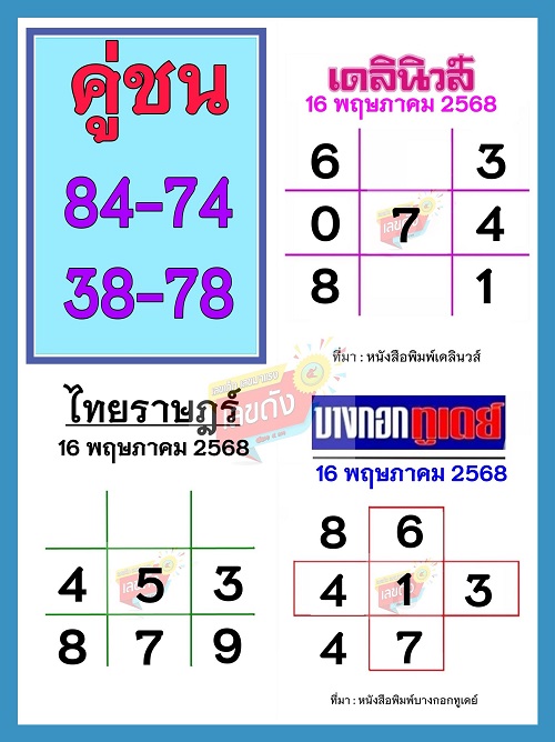หวยหนังสือพิมพ์ 16-5-68