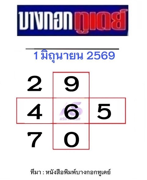 หวยบางกอกทูเดย์ 1-6-69