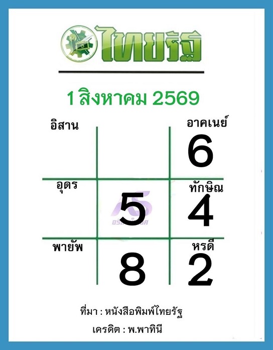 หวยไทยรัฐ 16-8-69