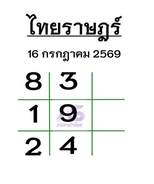 หวยไทยราษฎร์ 16-7-69