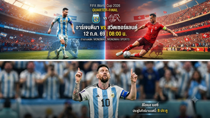 LIVE​ ดูบอลสด​ อาร์เจนตินา vs สวิตเซอร์แลนด์ / วิเคราะห์เจาะลึก: ศึกแห่งศักดิ์ศรี รอบ 8 ทีมสุดท้าย ฟุตบอลโลก 2026 #อาร์เจนตินา #สวิตเซอร์แลนด์
