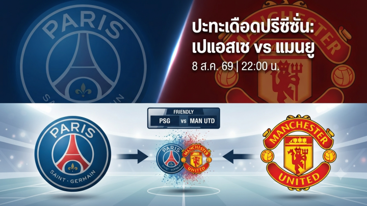 [LIVE-HD] ดูบอลสด เปแอสเช VS แมนยู / วิเคราะห์-พรีซีซั่น 8 ส.ค. 69 ลิงค์ดูบอล เปแอสเช แมนยู #แมนยู #MUFC #MUN
