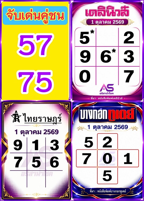 หวยหนังสือพิมพ์ 1 ต.ค. 69
