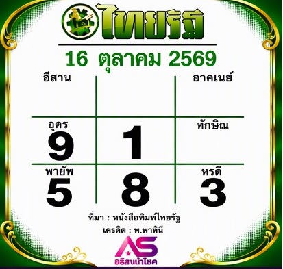 หวยไทยรัฐ 16-10-69